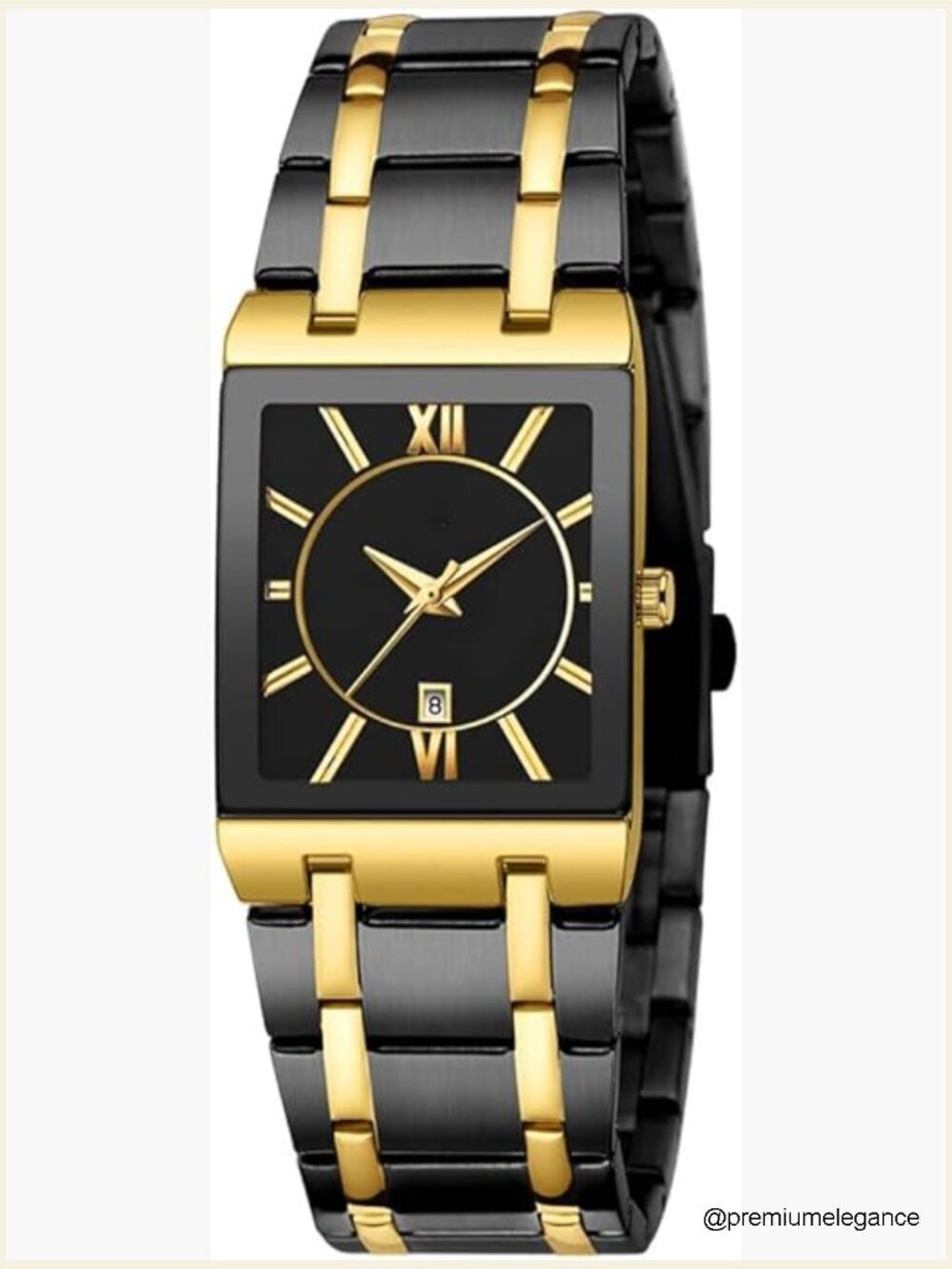 Square Stainless Steel Watch Date Display Quartz Business Dress Casual